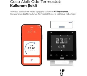 Resim Skygo Akıllı Klima Kontrolü V5, Wi-Fi Bağlantılı Oda Termostatı, Mobil Uygulama Kontrollü 