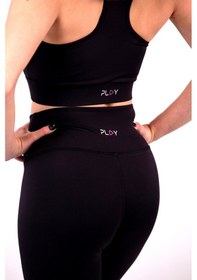 Resim Polyester Siyah Normal Bel Fitted Basic Sporcu Tayt SiYAH 