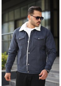 Resim Erkek İçi Kürklü Kot Mont Açık Mavi 