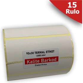 Resim Kalite Barkod 90X30 Termal Etiket | 15 Rulo Barkod Etiketi 