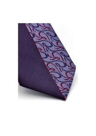 Resim Gaffy Mor Ve Lacivert Pano Desenli Dokuma Kumaş Slim Fit Kravat // Kpk012 Desenli 