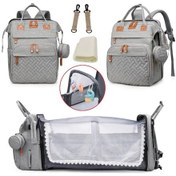 Resim Fochsia Lamroro Gri Çanta Sırt Çantası Bezleri Taşınabilir Bez Pedi Stroller Askıları Emzik Kılıfı Oyuncak Rafı Sivrisinek Ağı Gri 