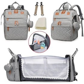 Resim Fochsia Lamroro Gri Çanta Sırt Çantası Bezleri Taşınabilir Bez Pedi Stroller Askıları Emzik Kılıfı Oyuncak Rafı Sivrisinek Ağı Gri 
