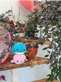 Resim Amigurumi Kadife Pembe Yavru Balina Oyuncak 