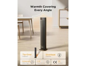 Resim 30 Inç Seramik Elektrikli Isıtıcı 2300W, Termostatlı, Uzaktan Kumandalı, 75° Salınım 