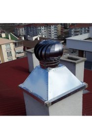 Resim Fan Çelik Rüzgar Gülü Baca Döneri Boru Çapı 30 Cm Döner Şapka Uyuyan Soba Bacası F300 