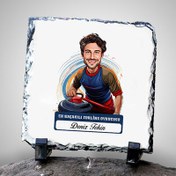 Resim Karikatürlü Erkek Curling Oyuncusu Dekoratif Taş 