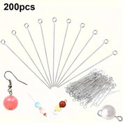 Resim 200 Adet Paslanmaz Çelik Baş Pimi, Takı Yapımı, DIY El Sanatları Aksesuarları, Küpe İçin Göz Pimi - Çeşitli Boyutlar 20mm ila 70mm 