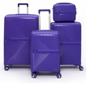Resim 4 Lü Valiz Seti Elatae Exclusive Pro Polipropilen Kırılmaz Büyük - Orta - Kabin Boy Ve Makyaj Mor 5239 