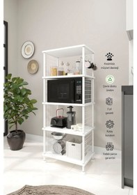 Resim Beyaz B.d Mutfak Rafı, Mutfak Düzenleyici, 5 Raflı Mutfak Organizeri, Mutfak Dolabı, Mutfak Standı Beyaz 