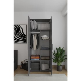 Resim Aymobsan Niro 2 Kapaklı Gardrop, Askılı ve Raflı, 80 cm, Antrasit 