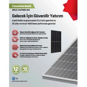 Resim Arçelik 540W Watt PVM10-540 / Monokristal Güneş Paneli - 1 ADET 
