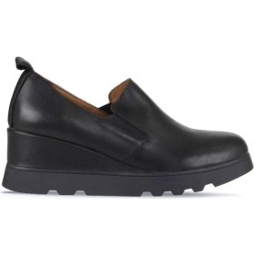 Resim Bueno Shoes Siyah Deri Kadın Dolgu Topuklu Ayakkabı 01WZ7205 01WZ7205 