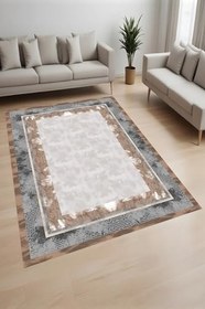 Resim Rovigo Dijital Baskı Yıkanabilir Kaymaz Taban Salon Halısı Ve Yolluk RV136-FNL441, Kahverengi, 50 x 80 