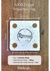 Resim Doğal Taş Bardak Altlığı - Yeşil Sarı Desenler Baskılı 10x10cm Stone Coasters Çok Renkli 