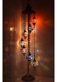 Resim Dekoratif Mozaik Lamba 7 li Lambader Dekoratif Köşe Lambası Avize 