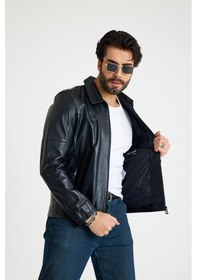 Resim Franko Armondi Klasik Erkek Deri Ceket E62-k-347-bb Siyah 