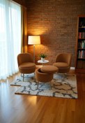 Resim Zinnet Design Bella Oturma Takımı–İkili Koltuk, İki Adet Berjer ve Bir Adet Sandıklı Puf, Ofis & Salon Kullanımı 