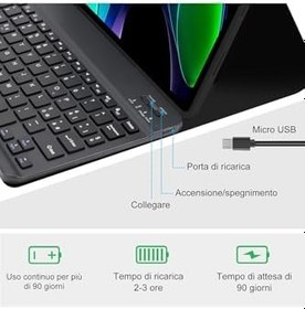 Resim M.TK moveteck Xiaomi Pad 6 / Pad 6 Pro 11 Uyumlu Bluetooth Özellikli Standlı Kalem Bölmeli Klavyeli Kılıf Manyetik, Siyah, Tek Ebat, KC01-XİAOMİPAD6-SİYAH 
