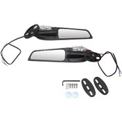 Resim Samdoo Kawasaki, Yamaha, Honda, Ducati İçin Ayarlanabilir Led Aynalı Döner Kanat Kit - Siyah Çift Paket 