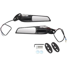Resim Samdoo Kawasaki, Yamaha, Honda, Ducati İçin Ayarlanabilir Led Aynalı Döner Kanat Kit - Siyah Çift Paket 