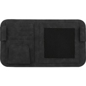 Resim Araba Güneşi Vizörü Fatura Tutucu Gözlük Klipsli Depolama Çantası Siyah 1 Adet 