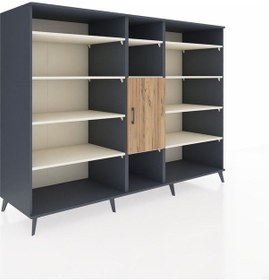 Resim Kronos Dolap 12 Raflı Tek Kapaklı 220x59x163 Antrasit-çam/aytaşı Atlas Çam/aytası - Antrasıt 