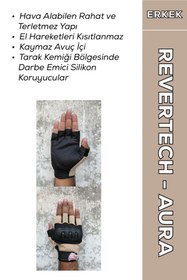Resim MOTOKIT Revertech Aura Krem / Yarım Parmak - Kaymaz Avuç İçi Özellikli Motosiklet Eldiveni (Erkek) 