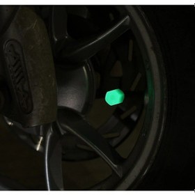 Resim Fosforlu Floresan Led Yeşil Pilsiz Araba Motorsiklet Lastik Sibop Kapaği 4 Adet 
