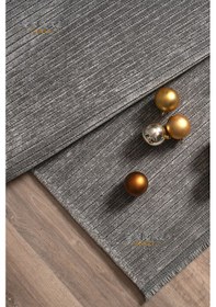 Resim Saraz Halı Dizayn Şönil Dokuma Kayma Yapmaz Makinede Yıkanabilir Leke Tutmaz Kesme Bohem Kilim Gri Gri 