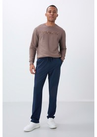 Resim Tommy Life İndigo Bağcıklı Cepli Standart Kalıp Klasik Paça Erkek Eşofman Alt - 84682 İndigo 