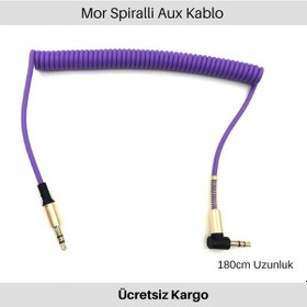 Resim Aux Stereo Mor Akordiyon Kablo 150 Cm 