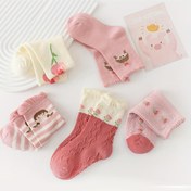 Resim 5 Çift Çocuk Sonbahar Çok Yönlü Kız Çiçek Desenli Dantelli Çorap, Rahat ve Nefes Alabilen Yumuşak Yuvarlak Yaka Çorap, Dış Mekan Giysisi İçin Uygundur 