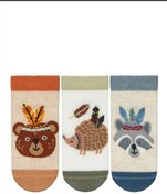 Resim Veraye socks 3'lü Paket Hayvan Desenli Erkek Bebek Patik Çorabı 