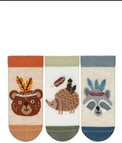 Resim Veraye socks 3'lü Paket Hayvan Desenli Erkek Bebek Patik Çorabı 