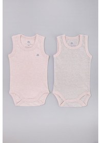 Resim Organicera Organik Bebek Atlet Body, 2 Li Set , Rose Melange Pudra 