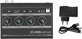 Resim AMP-14 4 Kanallı Kulaklık Amplifikatörü RCA/6.35mm/3.5mm Giriş Kontrollü Kompakt Stereo Kulaklık Amplifikatörü-Sazoley 