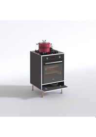 Resim Kenzlife Ankastre Modülü Kabini Nobelyum Gri Fırın Ocak Dolabı Özel Boy Ayarlı Ayaklı Kapaklı 