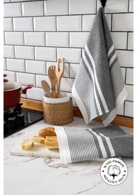 Resim 45x65, 2'li Kurulama Bezi, %100 Pamuk Yüksek Su Emici Gri 