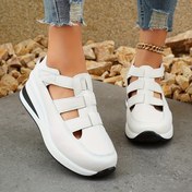 Resim Kadınlar için Beyaz Spor Orta Yükseklikte Sneaker Ayakkabılar, Ayarlanabilir Kayışlarla - Nefes Alabilen Delikli Tasarım, Yastıklı Konfor & Dayanıklı Kauçuk Taban Her Mevsim İçin Günlük Kullanım, Atletik Ayakkabı, Rahat Ayakkabı, Sentetik Kaplama, Modern Tasarım, Hafif Yapı 
