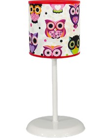 Resim ŞENAY AYDINLATMA Çocuk Odası Silindir Kumaş Abajur-kırmızı Baykuş 