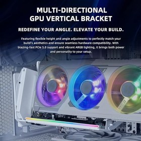 Resim Lian Li ATX PC Kasası Çok Yönlü 4 Yuvalı Dikey GPU Kiti V3 - Premium Gen 5 Yükseltici Kablo PCI-E 5.0 x16-155mm, PCIe 3.0/4.0 Uyumlu, Ayarlanabilir Konum - (VG4v3 Beyaz) 