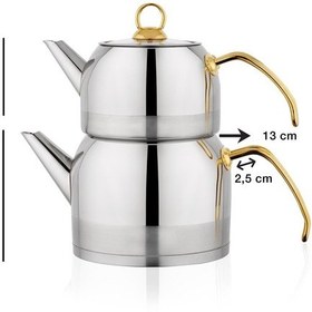 Resim Ada Çaydanlık Takımı Orta Boy 4 Parça-gold Inox 