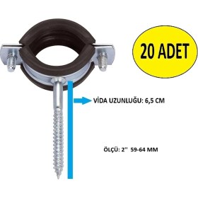 Resim Unco Trifonlu Kelepçe 2'' 59-64 mm (20 Adet) 