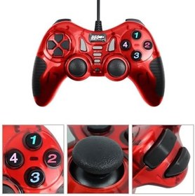 Resim Double Shock 12 Fonksiyon Tuşu USB Bilgisayar kablolu Oyun Kolu kırmızı 