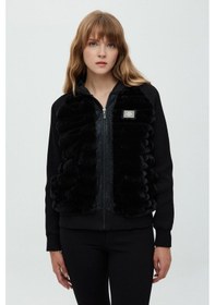 Resim Daido Kadın Oversize Peluş Fermuarlı Kaban - Yeni Sezon Siyah 