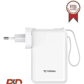 Resim Torima Taşınabilir Batarya 10000 Mah Type-C Hızlı Şarj Dijital Göstergeli 22,5W Powerbank TRM-1017 Beyaz 