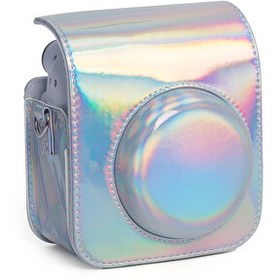 Resim Fujifilm Instax Mini 12 Makine Uyumlu Silver Parlak Deri Kılıf 