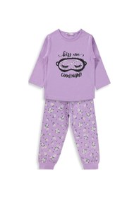 Resim Civil Girls Çiçek Desenli 2-5 Yaş Pijama Takımı - Lila 