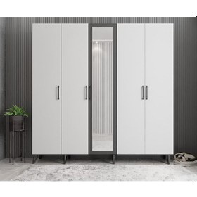 Resim Açelya Portmanto Vestiyer Füme Beyaz - Montaj Dahil 225cm M12 